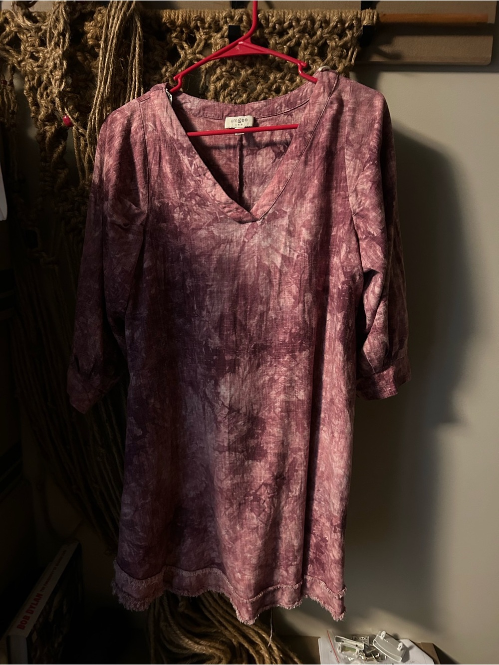 Umgee Plum Tie-Dye V-Neck Tunic